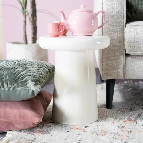 Ronde Bijzettafel Glaze - Creme (showroom model) - Afbeelding 9