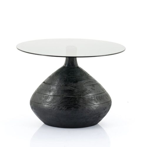 Ronde Bijzettafel Bond Hout en glas - 50 cm - Zwart - Afbeelding 7