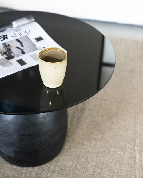 Ronde Salontafel Bond Hout en glas - 60 cm - Zwart - Afbeelding 13