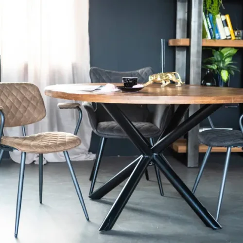 Ronde Eettafel Oscar mangohout met kruispoot Naturel 150cm - Afbeelding 19