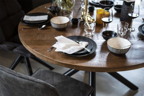 Ronde Eettafel Oscar mangohout met kruispoot Naturel 150cm - Afbeelding 24