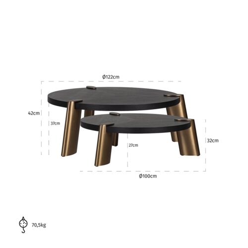 Ronde Salontafel Brody  Set van 2 stuks - Zwart - Afbeelding 2