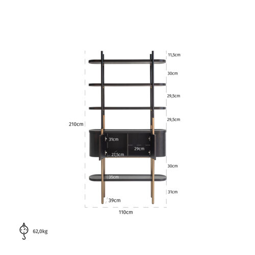 Wandkast Jameson 2-deuren 4-planken (Charcoal) - Afbeelding 4