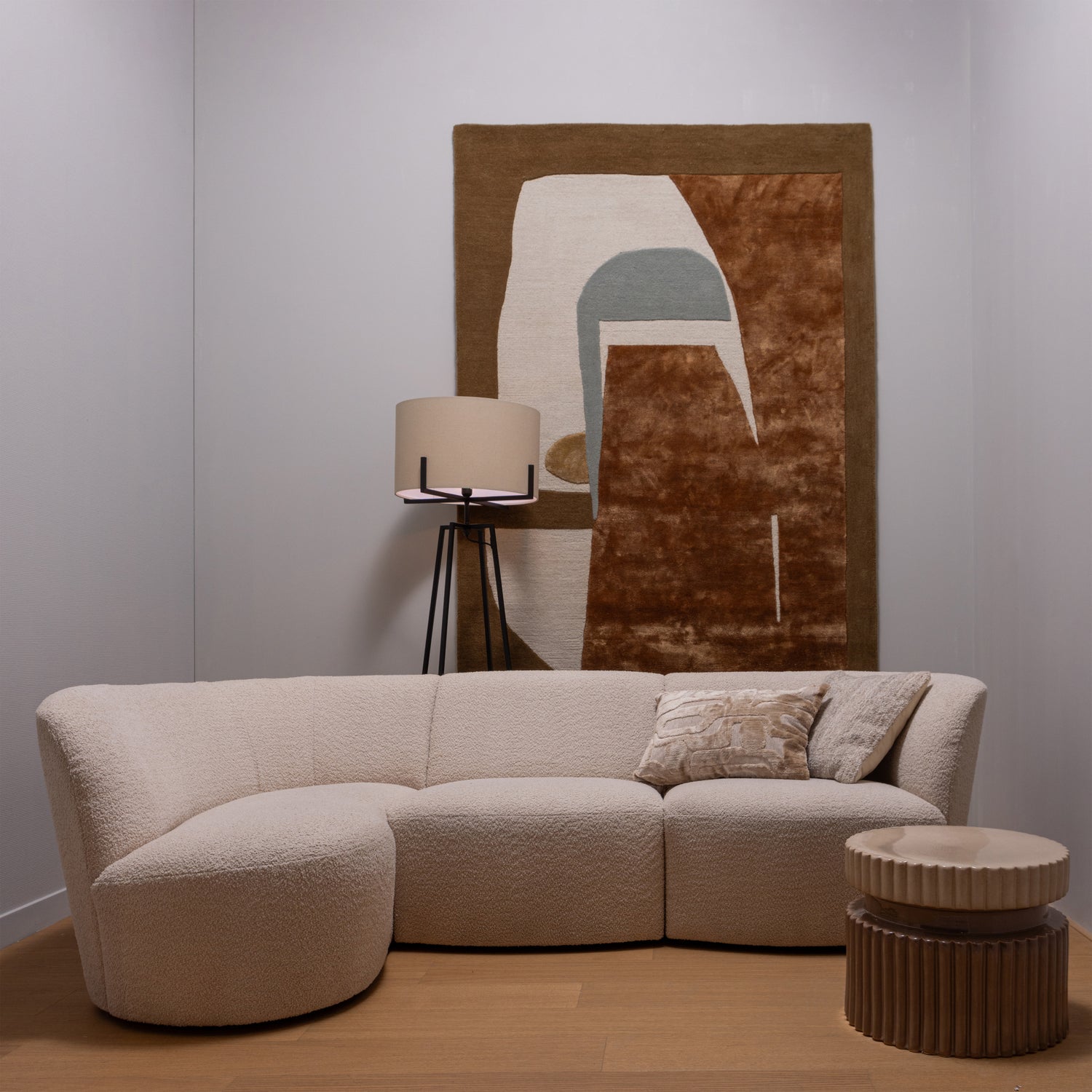 Coco 3-zits ronding links bouclé creme - Afbeelding 2