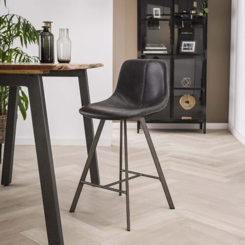 Barkruk Zig Zag Vintage PU-leder Zwart (zithoogte 66 cm) - Afbeelding 9