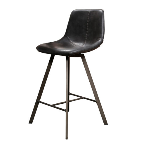 Barkruk Zig Zag Vintage PU-leder Zwart (zithoogte 66 cm) - Afbeelding 11