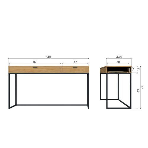 Bureau Silas Eiken, 140 x 44cm, kleur Naturel - Afbeelding 8