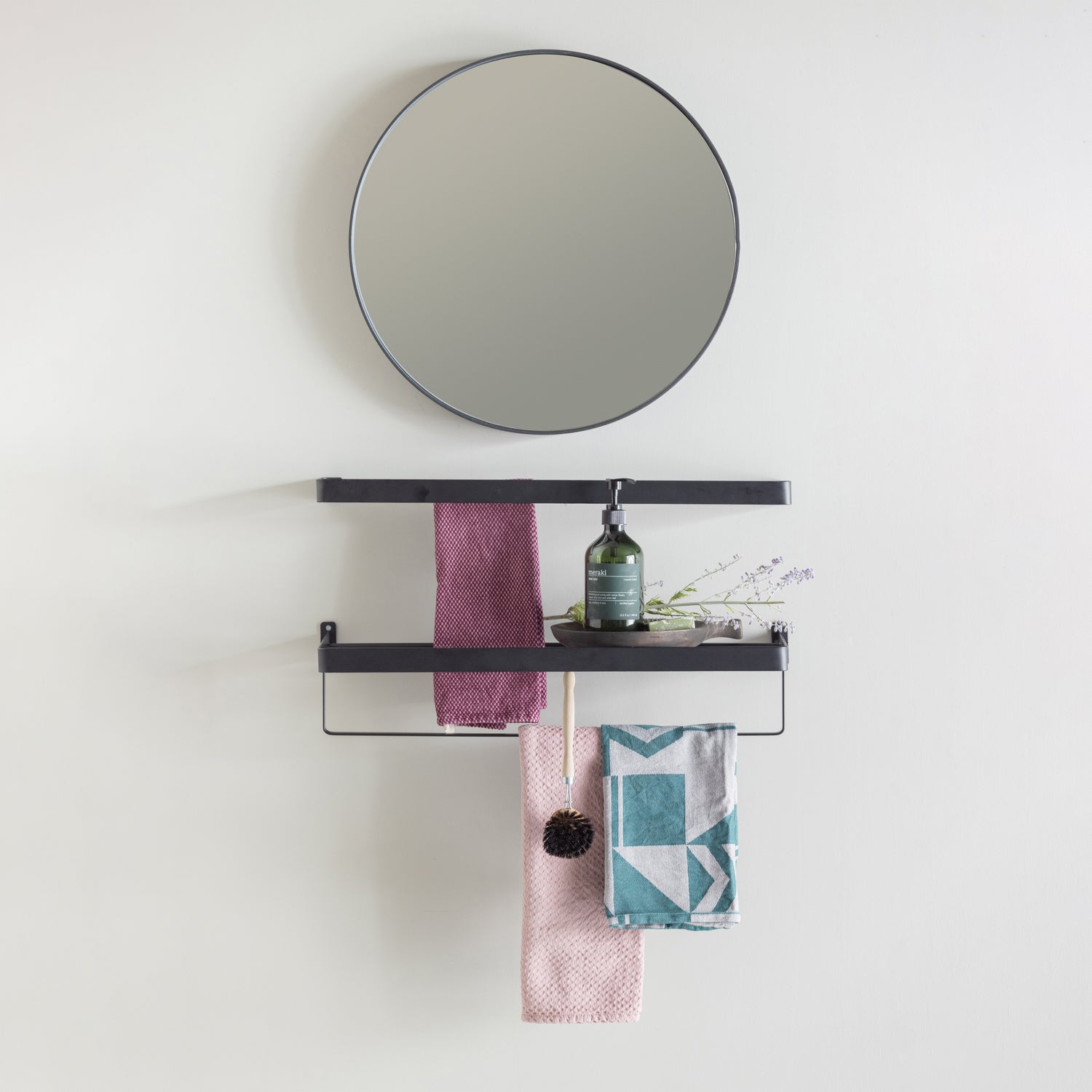 Doutzen spiegel metaal zwart Ø50cm - Afbeelding 2