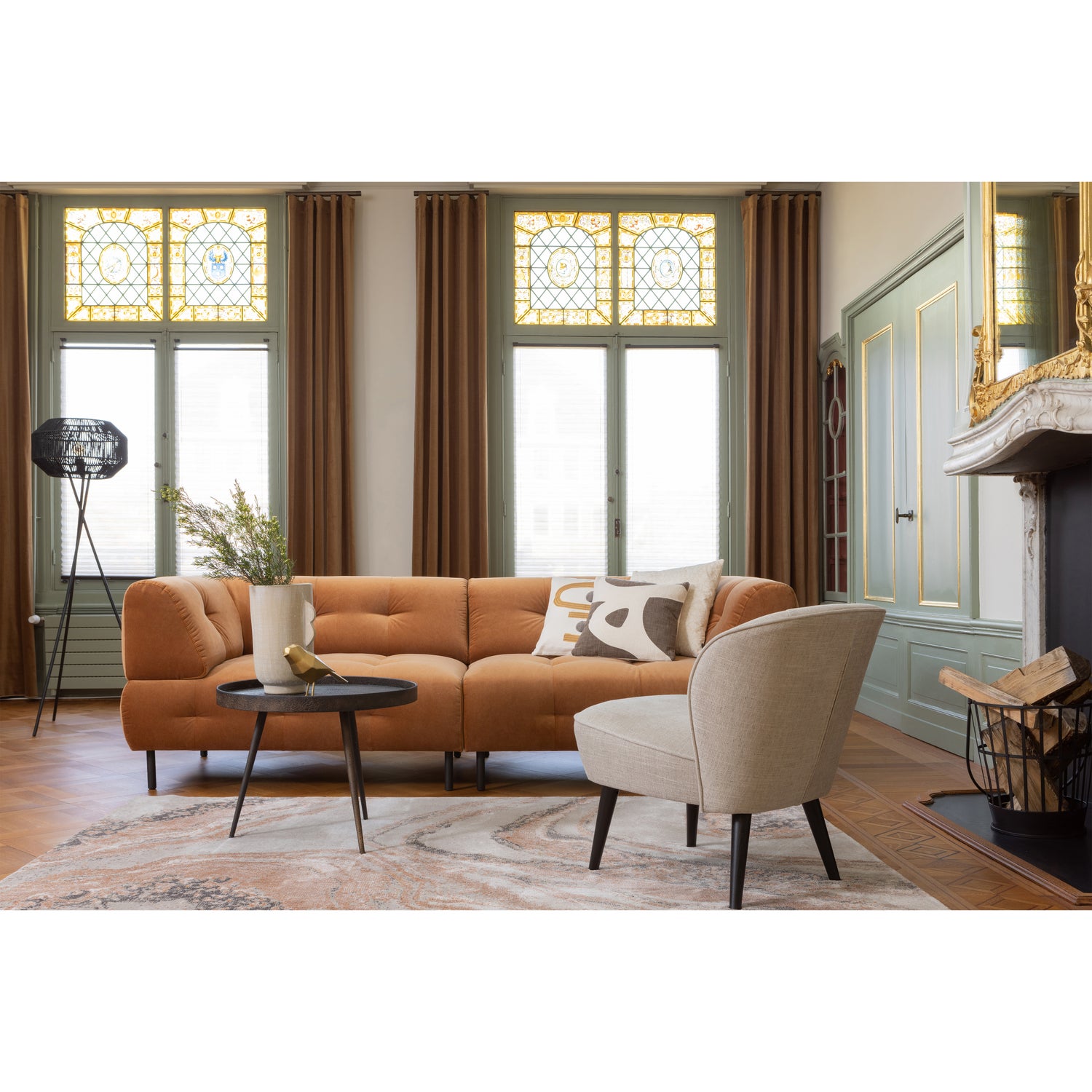 Lloyd 4-zits bank gewassen fluweel cinnamon - Afbeelding 2