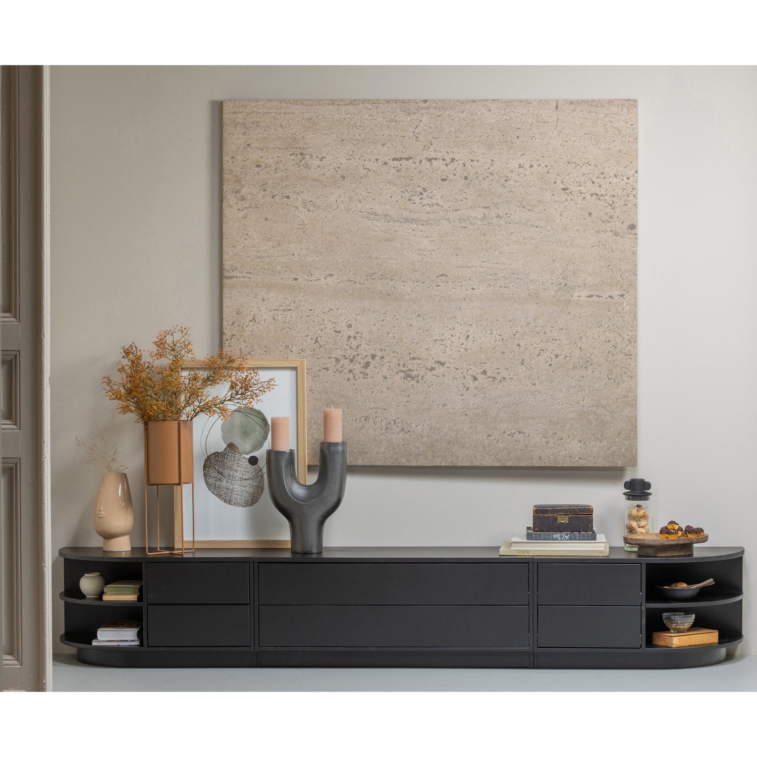 TV-meubel Finca Links, Mat zwart, 78cm - Afbeelding 13