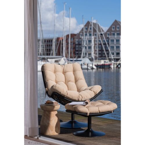 Tuinhocker Vive Outdoor Rattan Zand / Zwart - Afbeelding 2