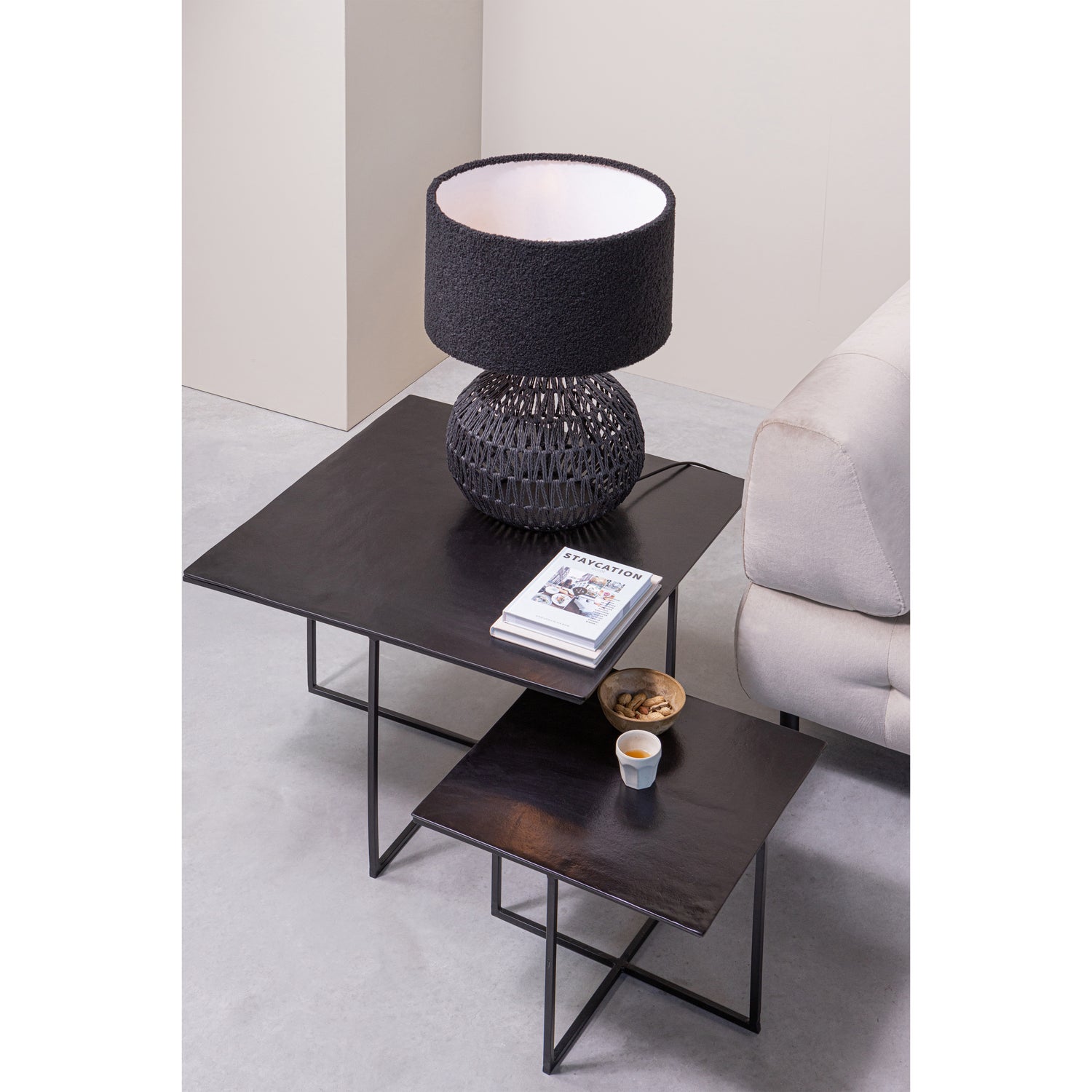 Tafellamp Macy Rattan, kleur Zwart (excl. kap) - Afbeelding 8