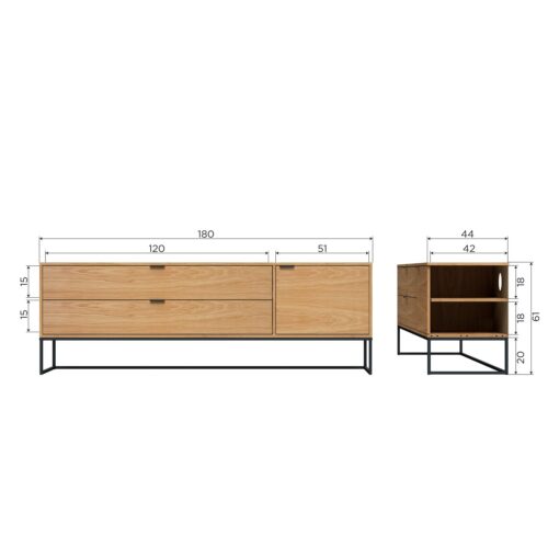 TV -meubel Silas Eiken 180cm - Naturel - Afbeelding 8