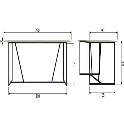Eettafel Silas Essen, 220 x 90cm, kleur Dust - Afbeelding 7
