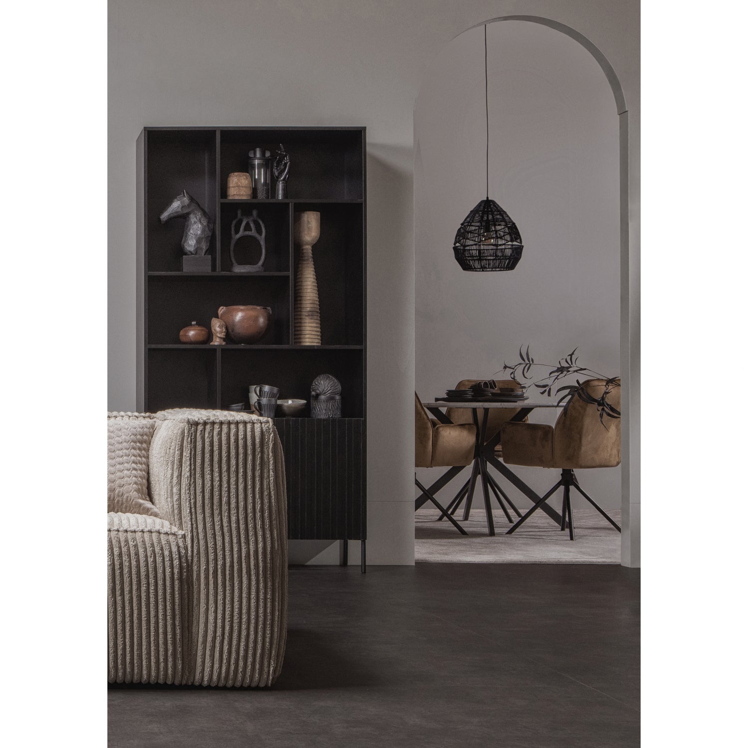Bean 3,5-zits bank grove ribstof travertin - Afbeelding 5