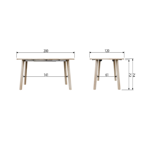 Uitschuifbare Ronde Eettafel Lange Jan 120 x 120-200cm, kleur Eiken - Afbeelding 10