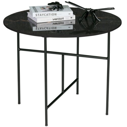 Vida bijzettafel met zwart marmeren look blad 48xØ60 - Afbeelding 3