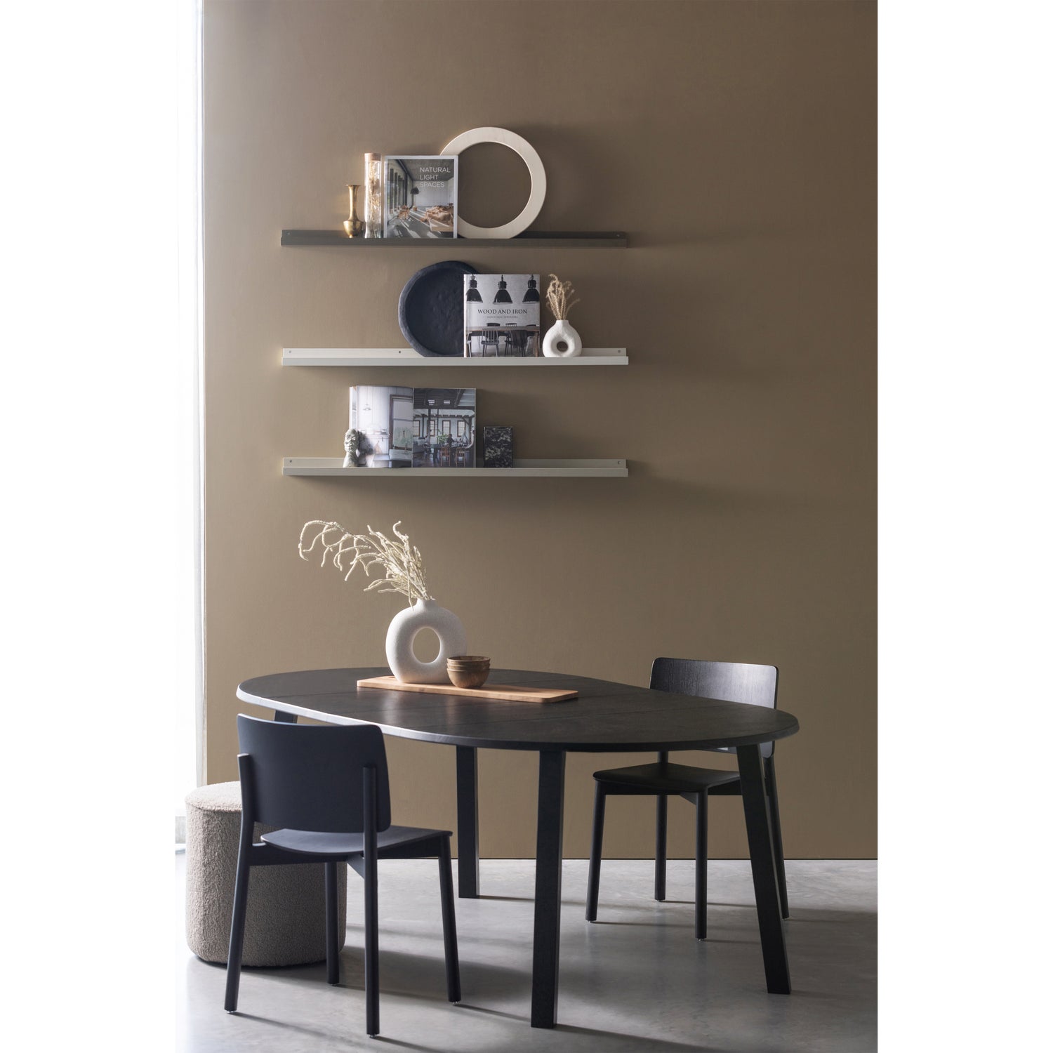 Uitschuifbare Ronde Eettafel Lange Jan Eiken, 120-200 x 120cm, kleur blacknight - Afbeelding 2