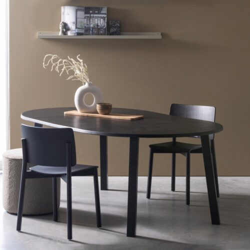 Uitschuifbare Ronde Eettafel Lange Jan Eiken, 120-200 x 120cm, kleur blacknight - Afbeelding 3