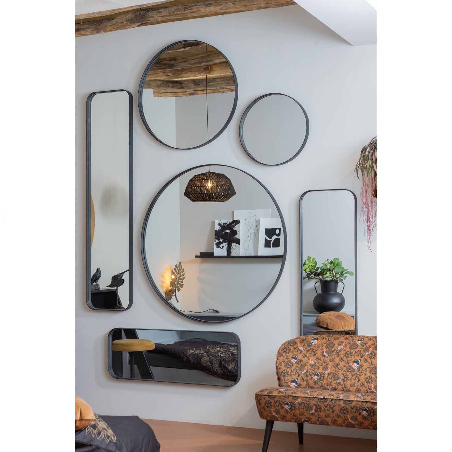 Staande Spiegel Doutzen 170x40 cm - Metaal Zwart - Afbeelding 2