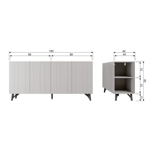 Dressoir Miller Grenenhout, 181cm, kleur Dust - Afbeelding 9