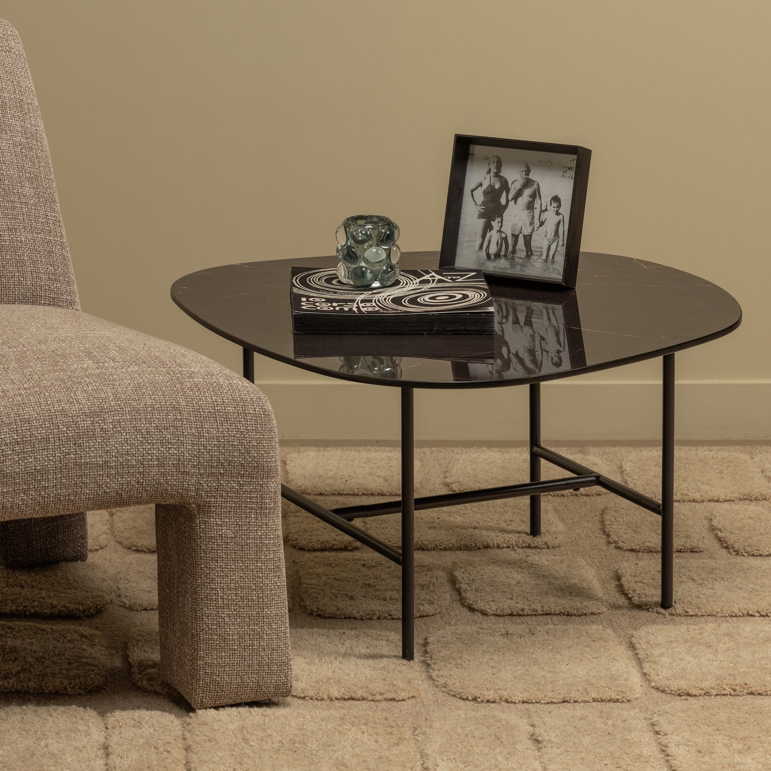 Salontafel Vajen Marmerlook 80x60 cm - Afbeelding 2