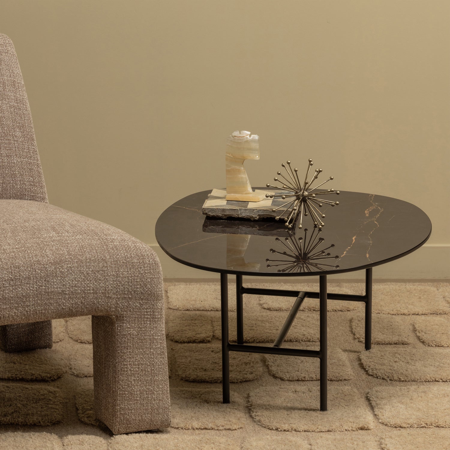 Salontafel Vajen Marmerlook 70x70 cm - Afbeelding 2