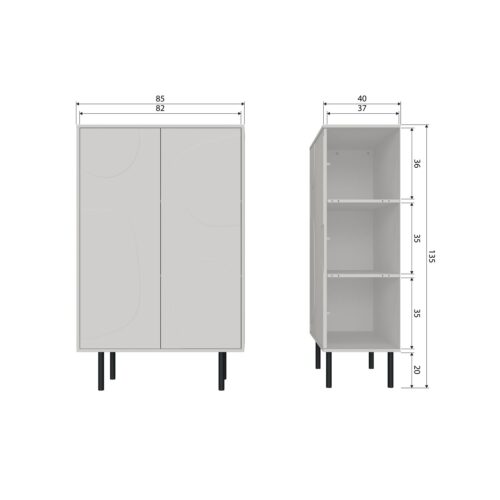 Opbergkast Cadiz Grenen 135 x 85cm, kleur Mist - Afbeelding 10