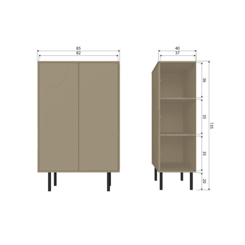 Opbergkast Cadiz Grenen 135 x 85cm, kleur Mud - Afbeelding 10