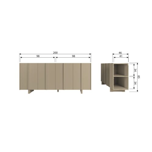 Dressoir Basu Grenen, kleur Mud - Afbeelding 9