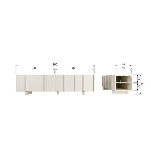TV-meubel Basu Grenen 200cm - Dust - Afbeelding 9