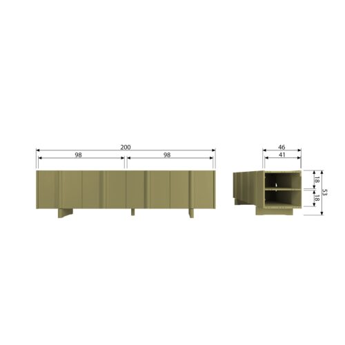 TV-meubel Basu Grenen 200cm - Moss - Afbeelding 9