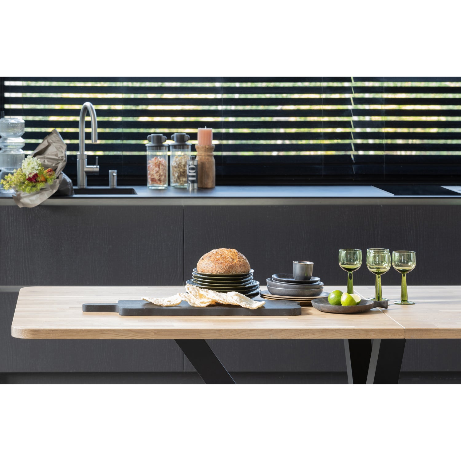 Eettafel Tablo Eikenhout, 240 x 100cm, kleur Naturel - Zeeland poot - Afbeelding 3