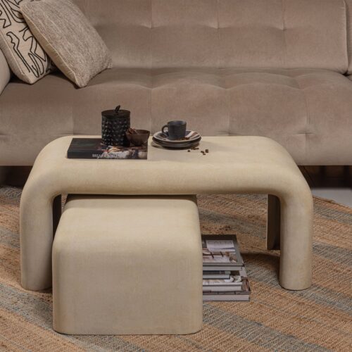 Salontafel Stani Set van 2 stuks Betonlook 92 x 42cm - Afbeelding 2