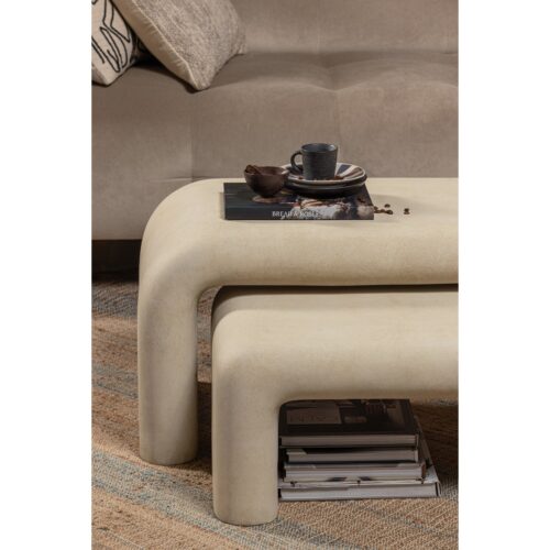 Salontafel Stani Set van 2 stuks Betonlook 92 x 42cm - Afbeelding 3
