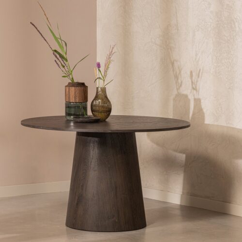 Ronde Eettafel Maan 120cm, kleur Donkerbruin - Afbeelding 2