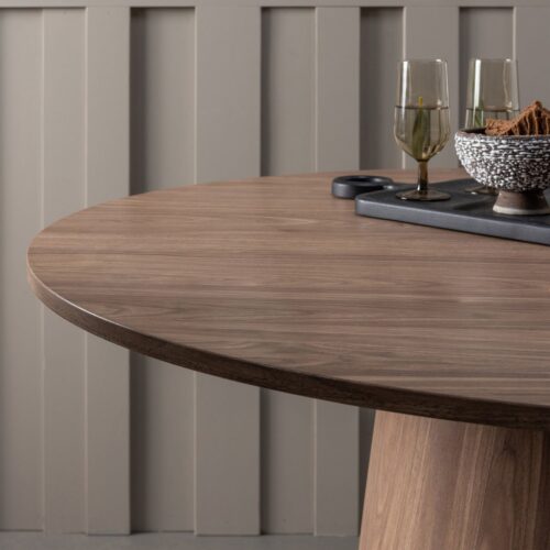 Ronde Eettafel Maan 120cm, kleur Walnoot - Afbeelding 3