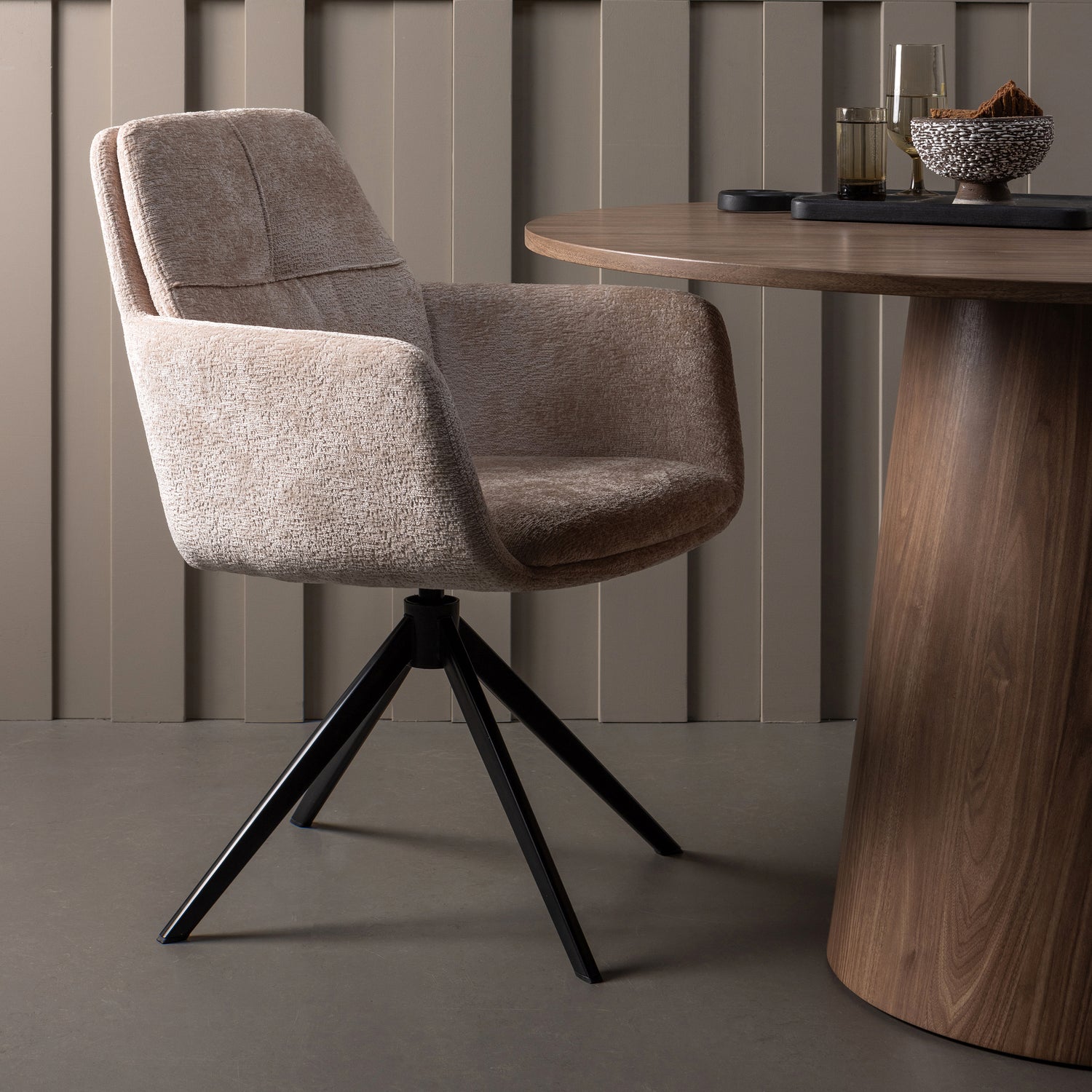 Ronde Eettafel Maan 120cm, kleur Walnoot - Afbeelding 2