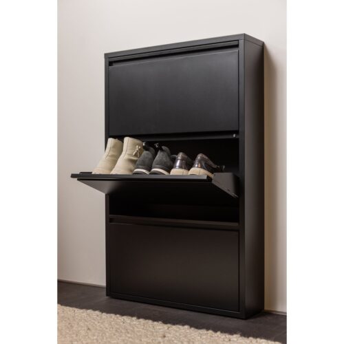 Schoenenkast Sabine 3-laags, 103 x 66cm, kleur Zwart - Afbeelding 2