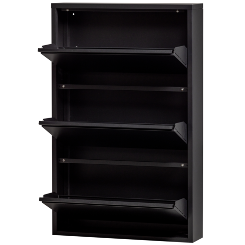 Schoenenkast Sabine 3-laags, 103 x 66cm, kleur Zwart - Afbeelding 6