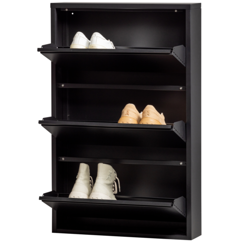 Schoenenkast Sabine 3-laags, 103 x 66cm, kleur Zwart - Afbeelding 7