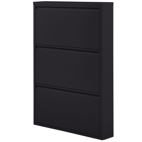 Schoenenkast Sabine 3-laags, 103 x 66cm, kleur Zwart