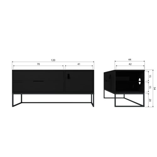TV-meubel Silas Grenen 120cm - Zwart - Afbeelding 7