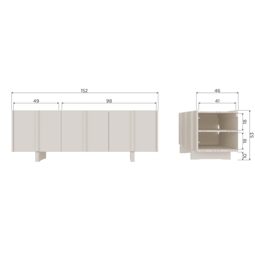 TV-meubel Basu Grenen 152cm - Dust - Afbeelding 11