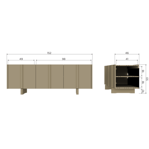 TV-meubel Basu Grenen 152cm - Moss - Afbeelding 10