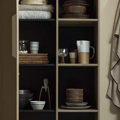 Opbergkast Lowen Grenenhout, 221 x 100cm, kleur Mud - Afbeelding 2