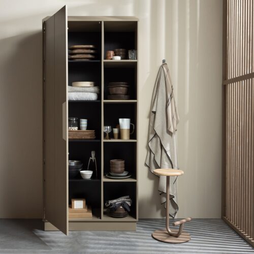 Opbergkast Lowen Grenenhout, 221 x 100cm, kleur Mud - Afbeelding 3