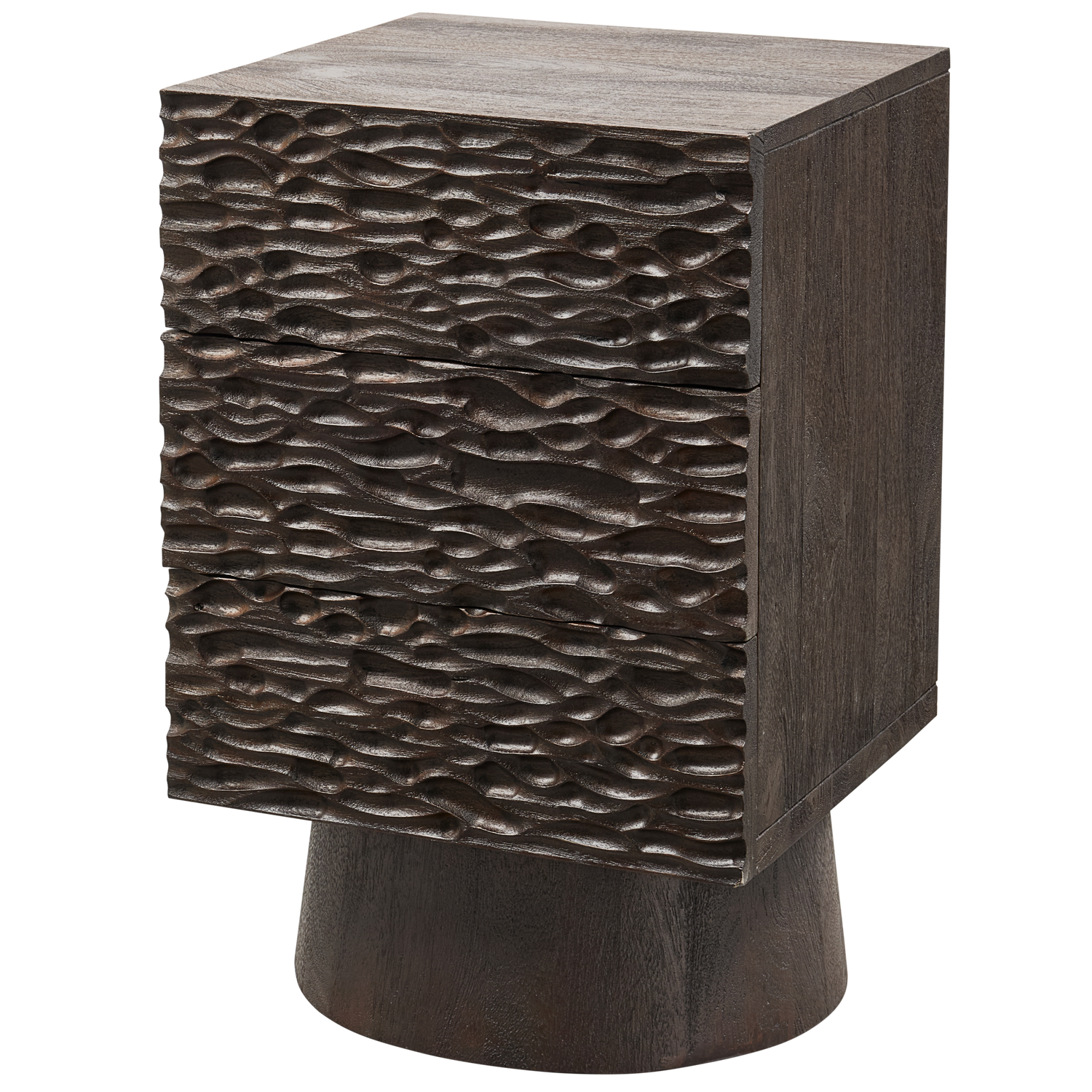 Nachtkastje Crumble Mangohout, Met 3 lades