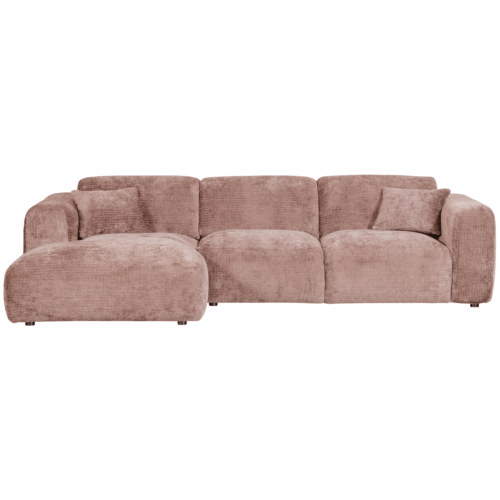 Cloud Loungebank links geweven chenille taupe/roze - Afbeelding 4