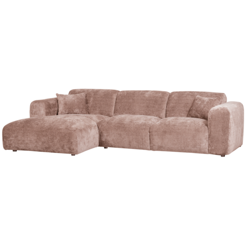 Cloud Loungebank links geweven chenille taupe/roze